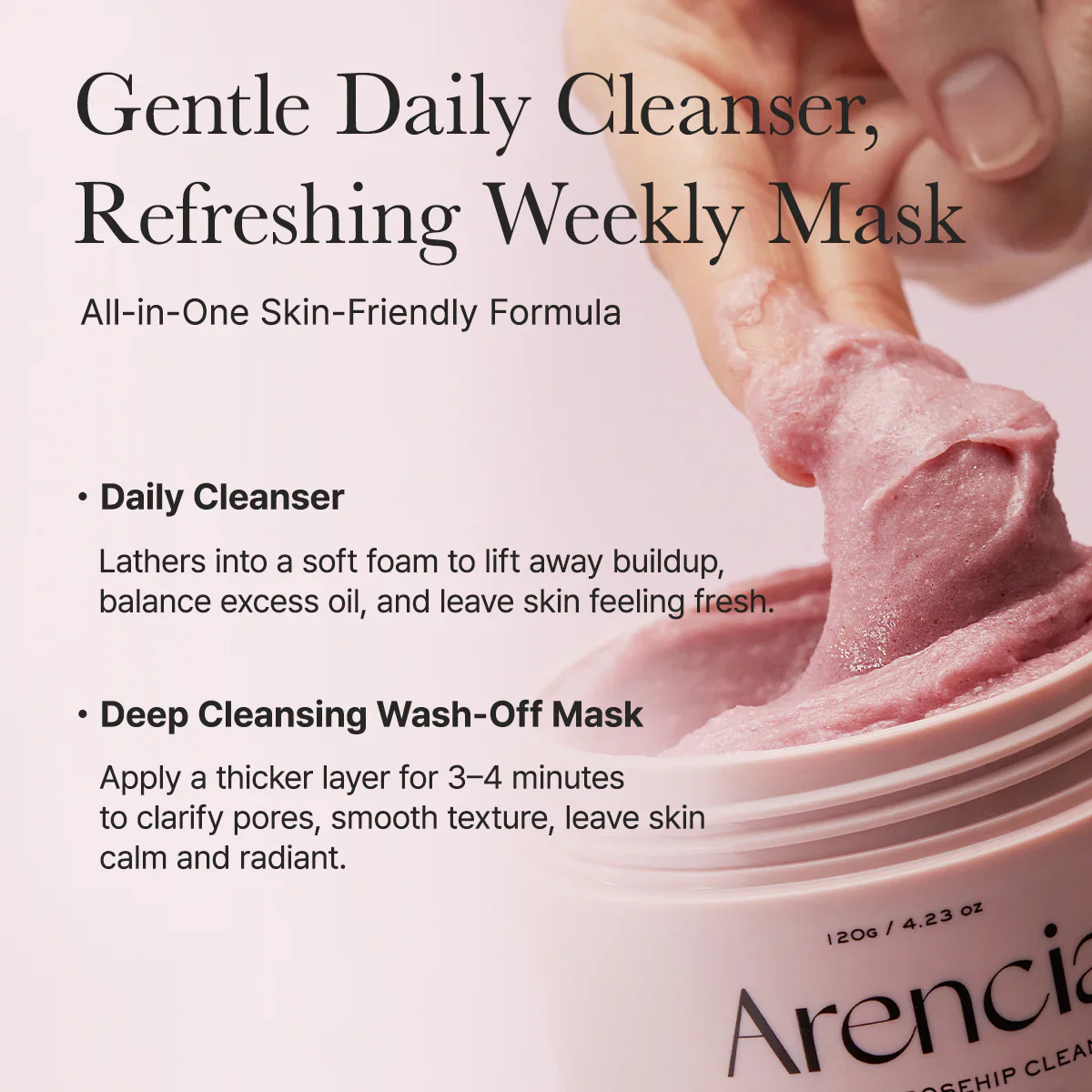 ARENCIA Fresh Rosehip Rice Mochi Cleanser 120g - Image 12