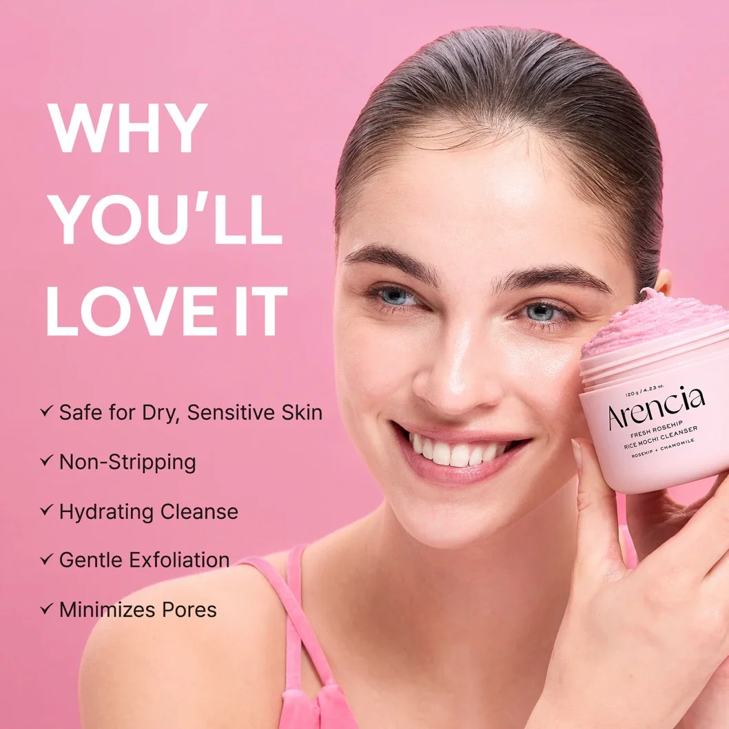 ARENCIA Fresh Rosehip Rice Mochi Cleanser 120g - Image 4