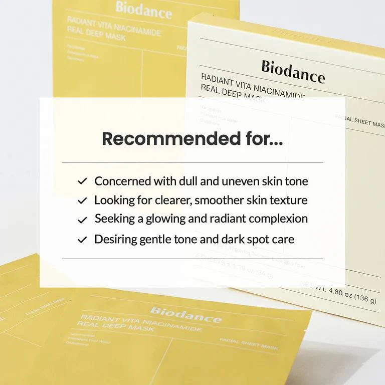 BIODANCE Radiant Vita Niacinamide Real Deep Mask 34g (Yellow) (1ea) - Image 9