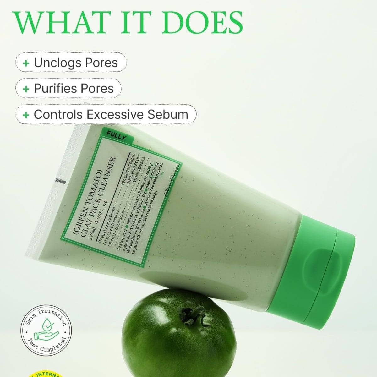 FULLY Green Tomato Clay Mask Cleanser 120mL - Image 10