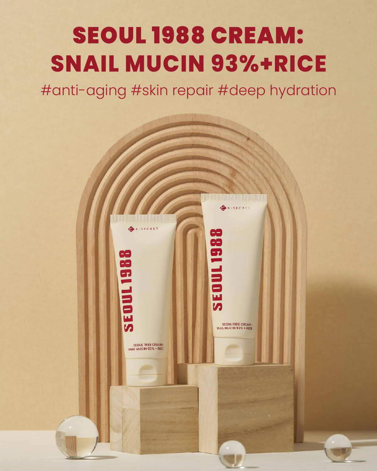 KSECRET Seoul 1988 CREAM: Snail Mucin 93% + Rice 100mL - Image 4