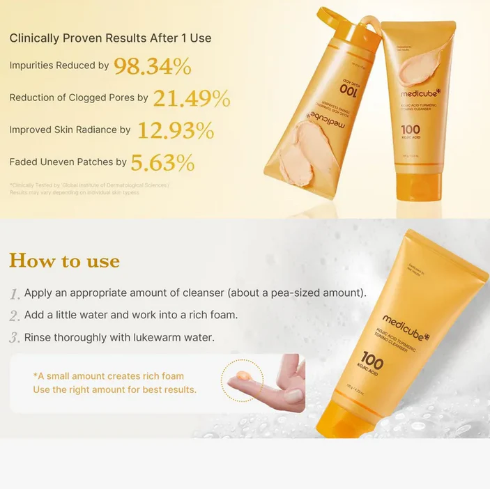 MEDICUBE Kojic Acid Tumeric Toning Cleanser 120g - Image 3