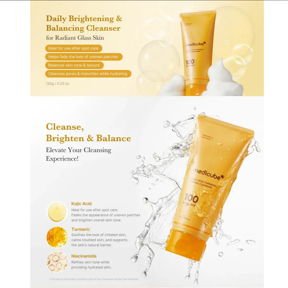 MEDICUBE Kojic Acid Tumeric Toning Cleanser 120g - Image 4