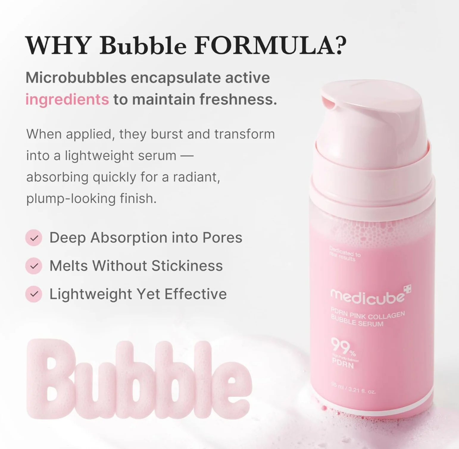 MEDICUBE PDRN Pink Collagen Bubble Serum 95mL - Image 6