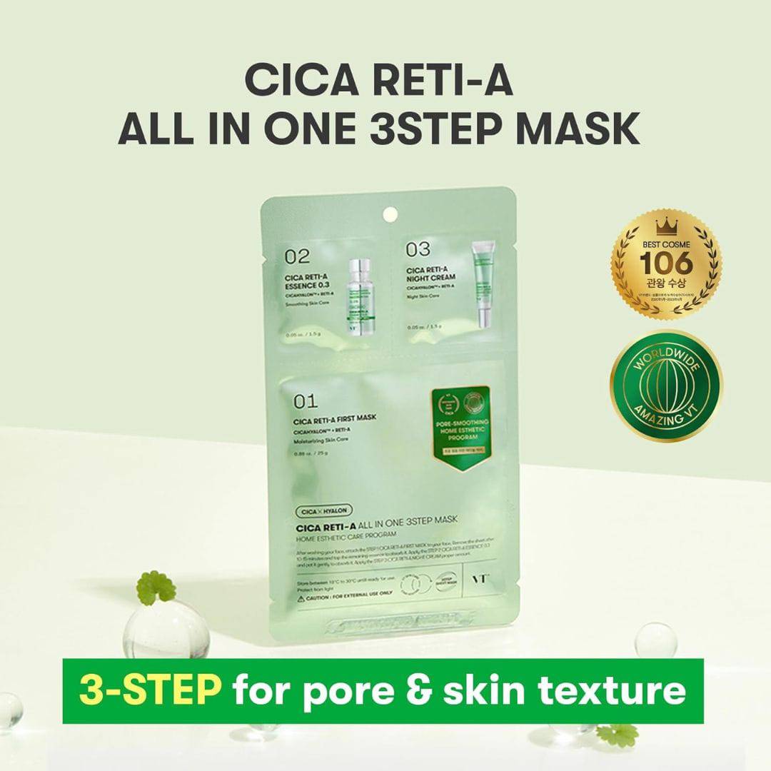 VT COSMETICS Cica Reti-A All-in-One 3-Step Mask - Image 4